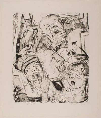 The Yawners，作品集 "Faces "中的图版 7 作者 马克斯·贝克曼