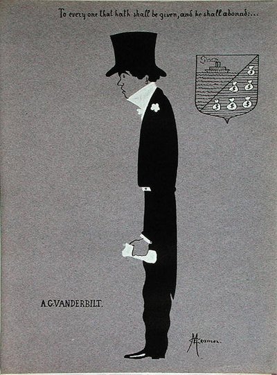 阿尔弗雷德·格温·范德比尔特 (Alfred Gwynne Vanderbilt)（1877-1915）的漫画，出自《美国百万富翁》 作者 马克斯克莱默
