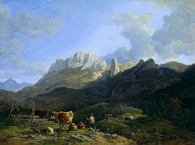 带有 Kampenwand 的高山景观 作者 马克斯·约瑟夫·瓦根鲍尔