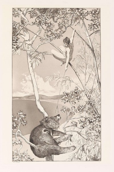 熊和精灵 Bär und Elfe板块I来自Intermezzos, Opus IV Intermezzi, Opus IV, 约1880。 作者 马克斯·克林格
