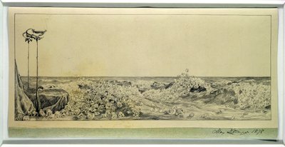 1878年出版的“手套发现释义”系列中的致敬（印度墨水纸上） 作者 Max Klinger