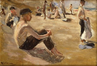 洗澡的男孩（木板油画） 作者 Max Liebermann