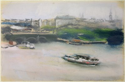 Binnenalster与Lombardsbrucke，汉堡，1910年（纸上粉彩） 作者 马克斯·利伯曼