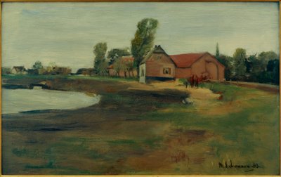 Militsch村街（带池塘的风景） 作者 马克斯·利伯曼