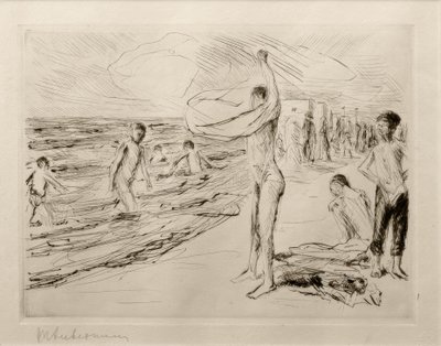 莱伯曼（M.Liebermann）在风中沐浴男孩 作者 马克斯·利伯曼