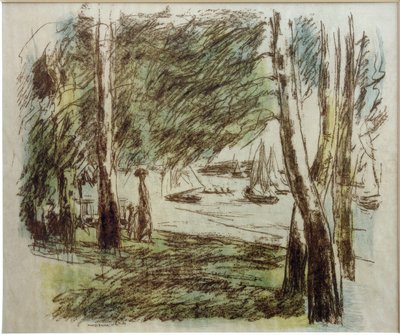 利伯曼（M.Liebermann），用帆船在万湖（Wannsee）上风景 作者 马克斯·利伯曼