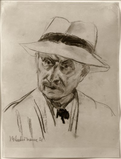 Max Liebermann -戴着巴拿马草帽的自画像 作者 马克斯·利伯曼