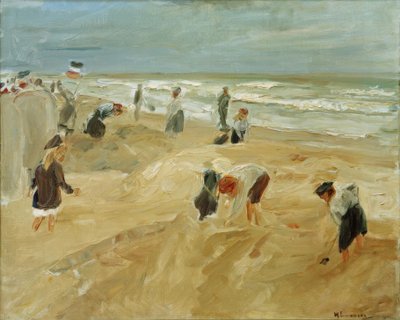 在Noordwijk的海滩上玩耍的孩子们 作者 马克斯·利伯曼