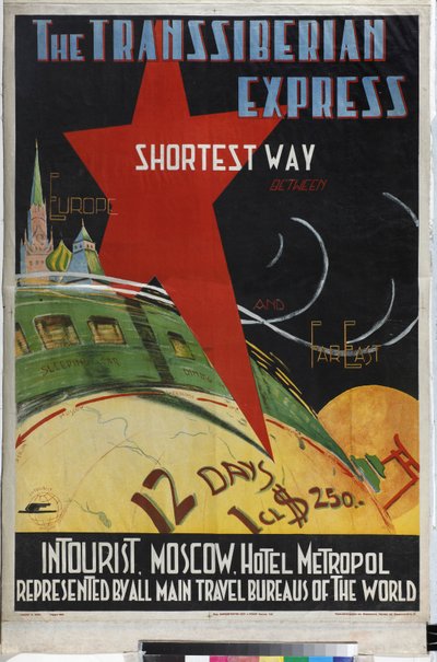 Le Transsiberien - Transsiberian express (Poster of the Intourist company) - Litvak, Max (1898-after 1943) - 1930 - Colour lithograph - Russian State Library, Moscow 作者 马克斯·利特瓦克（Max Litvak）
