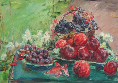 德国：苹果、葡萄和李子静物画 作者 马克斯·斯沃沃格