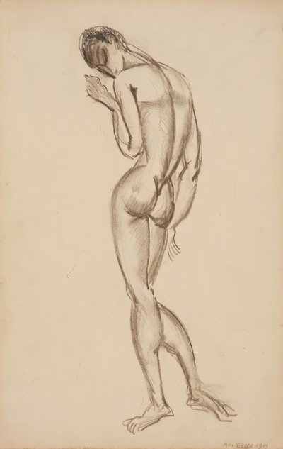 女性裸体，后视图，1909年。 作者 Max Weber