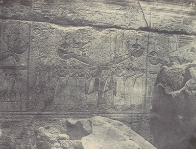 底比斯。卡纳克宫。花岗石圣殿的外部雕塑，1850年。 作者 马克西姆·杜营