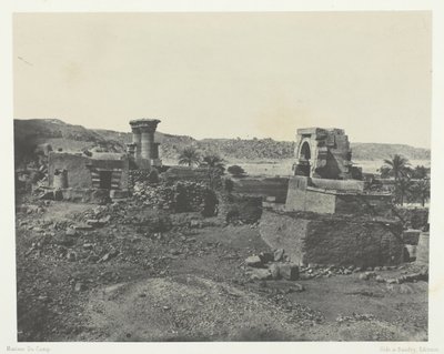 努比亚Philoe以西的Beghé岛的村庄和寺庙，184951年，1852年印刷。 作者 马克西姆·杜营