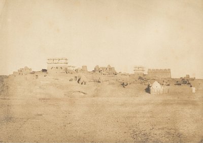 卢克索村的部分景观，底比斯，1849-50。 作者 马克西姆·杜营