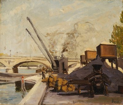 塞纳河上的起重机；塞纳河上的起重机 作者 马克西米利安·卢斯（Maximilien Luce）