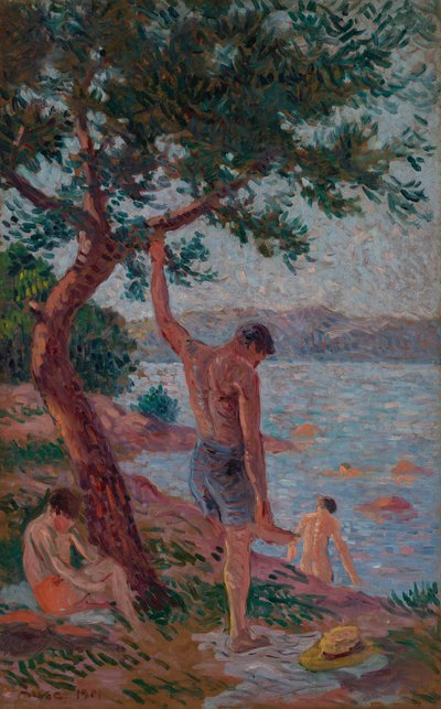 圣特罗佩，松树林下的沐浴者 作者 马克西米利安·卢斯（Maximilien Luce）