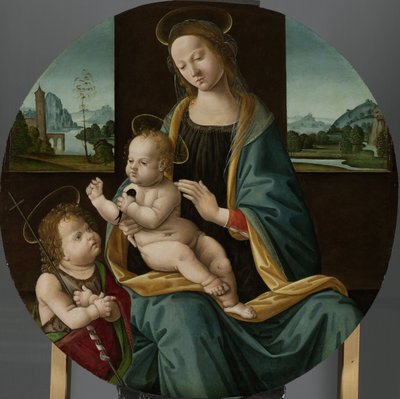 圣母子与圣婴施洗约翰
玛丽亚与约翰内斯-德-多珀 作者 Meester van de Conversazione di Santo Spirito