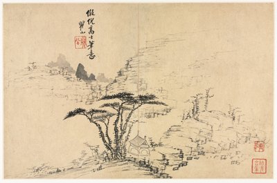 仿照古代大师的各种风格的风景画，1690年。 作者 梅青