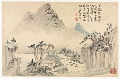仿照古代大师的各种风格的风景画，1690年。 作者 梅青