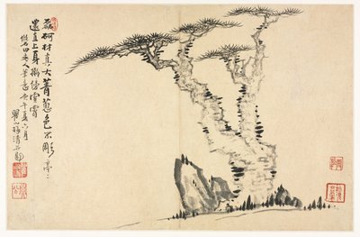 仿照古代大师的各种风格的风景画，1690年。 作者 梅青