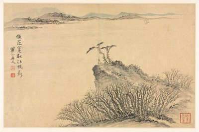 仿照古代大师的各种风格的风景画，1690年。 作者 梅青