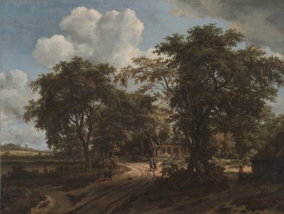 树林中的小屋，约1662年（布面油画） 作者 迈德特·霍贝玛