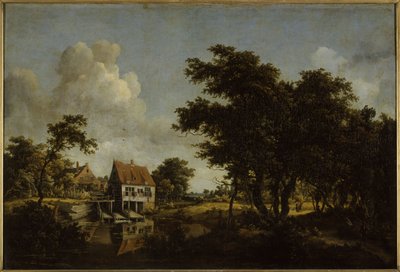 磨坊，1664 年至 1668 年间（油画） 作者 迈德特·霍贝玛