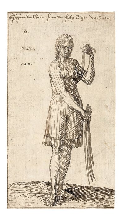 1583年，一位尼日利亚妇女拿着芦苇 作者 梅尔基奥尔（Melchior Lorck）