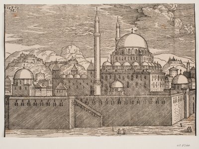 从东南方看巴亚济迪耶清真寺的理想化图像 作者 梅尔基奥尔（Melchior Lorck）