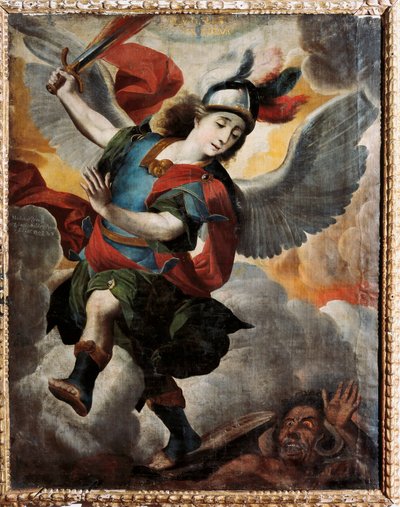 "The Archangel Saint Michael" Painting by Melchor Perez de Holguin (1665-1724) 作者 MelchorPérezdeHolguín