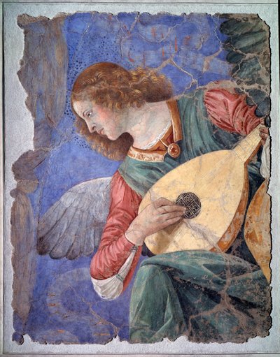 天使弹奏琵琶，约 1480 年（独立壁画） 作者 Melozzo da Forli