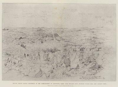 Melton Prior的Ladysmith Bombardment草图（传真），取自Maiden&39;s Post（Wagon Hill和Caesar&39;s Camp之间） 作者 Melton Prior