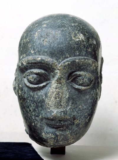 公元前2120年（闪长岩）来自Telloh（Ancient Girsu）Neo-Sumerian的一名被称为Gudea剃光头的人的头 作者 美索不达米亚