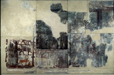 美索不达米亚：齐米利姆的宫殿，授职画：表现翼牛、狮身人面像、狮鹫。分离的壁画，可追溯到齐米利姆（Zimei Lim）的政权（约公元前1782-1759年）来自马里。巴黎，卢浮宫博物馆。 作者 美索不达米亚