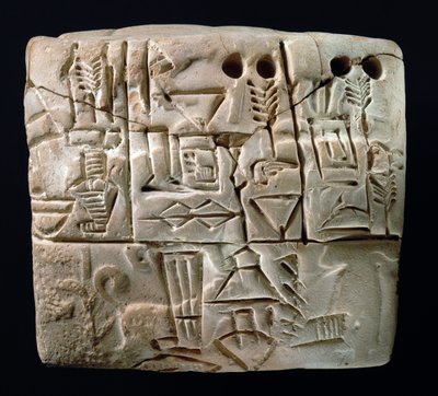 早期象形文字板，美索不达米亚，乌鲁克，公元前 3100-2900 年（粘土） 作者 美索不达米亚