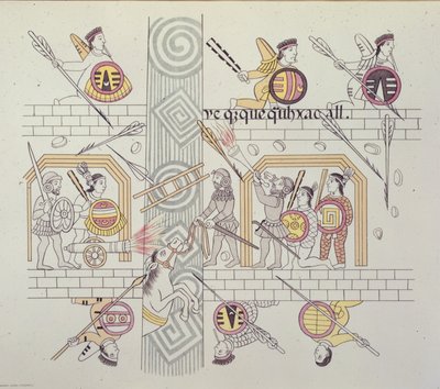 西班牙人和阿兹台克人，摘自阿尔弗雷多-沙维罗的《克里斯托巴尔-科隆纪念文集 作者 墨西哥学校