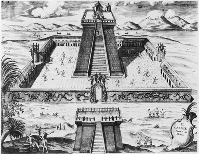 Tenochtitlan的Templo市长，来自&39;Historia de Nueva Espana&39;，1770年 作者 墨西哥学校