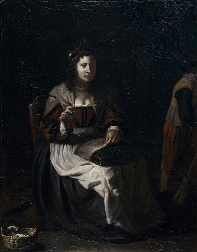 缝纫的女人（布面油画 作者 迈克尔（到）斯威特（Sweerts）