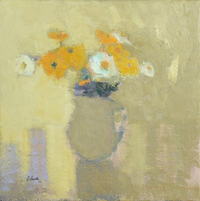 围墙花园的花朵，2014 年（亚麻布油画） 作者 迈克尔·G·克拉克