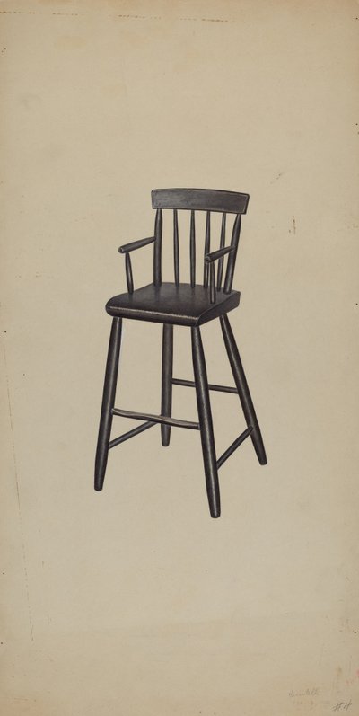 高脚椅，1938年。 作者 迈克尔·里奇泰利