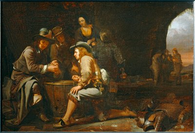士兵们在改建成警卫室的山洞里玩耍。1649 ... 作者 迈克尔·斯威特斯