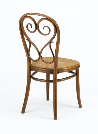 侧椅，c.1848（带有编织藤椅的弯曲实心山毛榉木） 作者 Michael Thonet