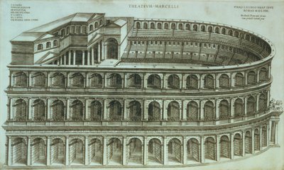 1558年，罗马马塞勒斯剧院的计划 作者 迈克尔·特拉梅尼（Michael Tramezini）