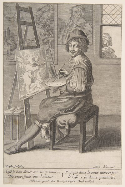 画架上的画家，1620-67年。 作者 Michel Lasne