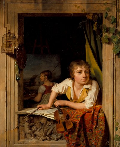 绘画和音乐（艺术家儿子的肖像），1800 作者 Michel Martin Drolling