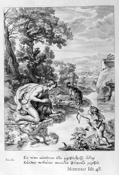 水仙爱上了自己的反思，1655年 作者 米歇尔·德·马洛雷斯