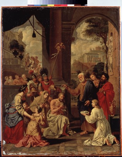"百夫长哥尼流的洗礼》（Le bapteme du centurion Corneille），罗马百夫长哥尼流接受彼得的洗礼。米歇尔-科尔内耶（1642-1708 年）的画作。尺寸：88x70 厘米 圣彼得堡艾尔米塔什博物馆 作者 米歇尔·德·塔佩斯特里斯科内尔