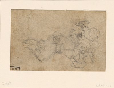 米开朗基罗 - 大卫与歌利亚。单行本建筑研究，约 1550-1556，I，32b 作者 米开朗基罗