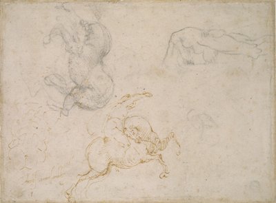 骑手充电和其他研究，16世纪 作者 米开朗基罗（Michelangelo Buonarroti）