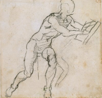 男子裸体坐姿，约1490-1560年 作者 米开朗基罗（Michelangelo Buonarroti）